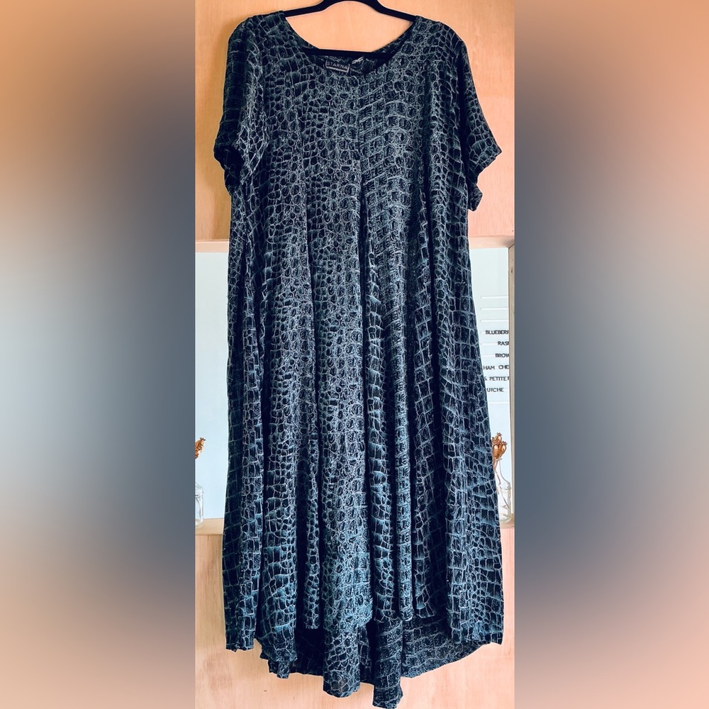 Long Flowy Blue Stone Patterned Dress